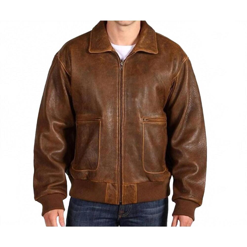 NEW SCULLY aero squadron leather bomber jacket in brown antique lamb